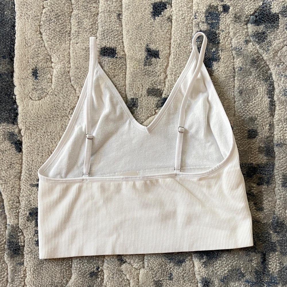 White Ribbed Crop Top - Picture 2 of 2
